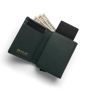 Revelot Trifold Genuine Leather Wallet/Smart Card Holder / W5 (Black Saffiano)