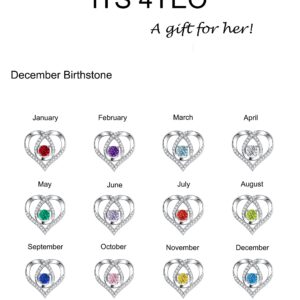 ITS4YEO 925 Sterling Silver Heart Birthstone Necklaces Silver Necklace Zircon Pendant Necklaces for Women Jewelry Gift for Women Wife Her Valentines Gift(March)