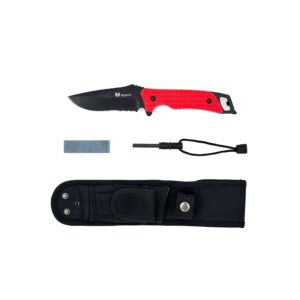 uncharted supply empire knife – 5” long emergency survival kit necessity with protective case and sharpening stone – perfect for hunting, camping, fishing, edc