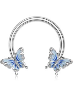 oufer butterfly daith earrings, 316l surgical steel septum nose rings, 16g daith tragus conch piercing jewelry, cartilage hoop earrings for women and men