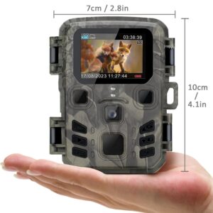 SuntekCam Mini Trail Camera 1080P 24MP Game Camera with Night Vision Motion Activated IP65 Waterproof, Trail Cam with 0.2s Trigger Speed and 65FT Distance for Wildlife Monitoring