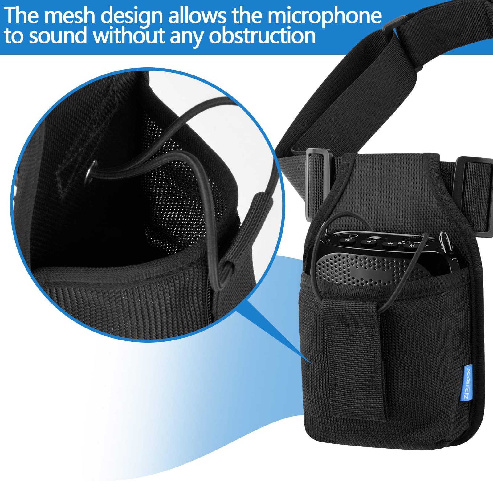 Xxerciz Mic Belt Microphone Belt with Adjustable Nylon Strap Microphone Transmitter Carrier Pouch Great For Fitness Instructors Theatre Speaker Teacher Pilates Teachers