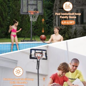 Aimking Portable Basketball Hoop Outdoor System with 44 Inch Shatterproof Backboard, 4.8-10 Feet Height Adjustable Basketball Goal System for Youth/Teens/Adults Indoor Outdoor