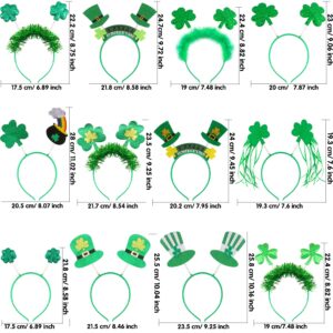 Cotiny 12 Pieces St Patrick's Day Headband Green Shamrock Headbands Irish Top Hat Head Boppers Hair Hoop for Adults Kids St Patricks Day Irish Party Favors