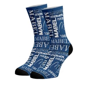 LoveHujiu Personalized Name Socks Funny Text Crew Sock Custom Birthday Christmas Gifts For Men Women Novelty Socks Darkblue