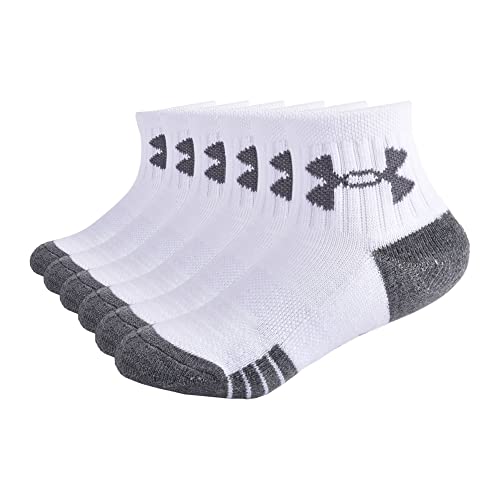 Under Armour Boys Multi Pack Quarter Sock, White, 4-6