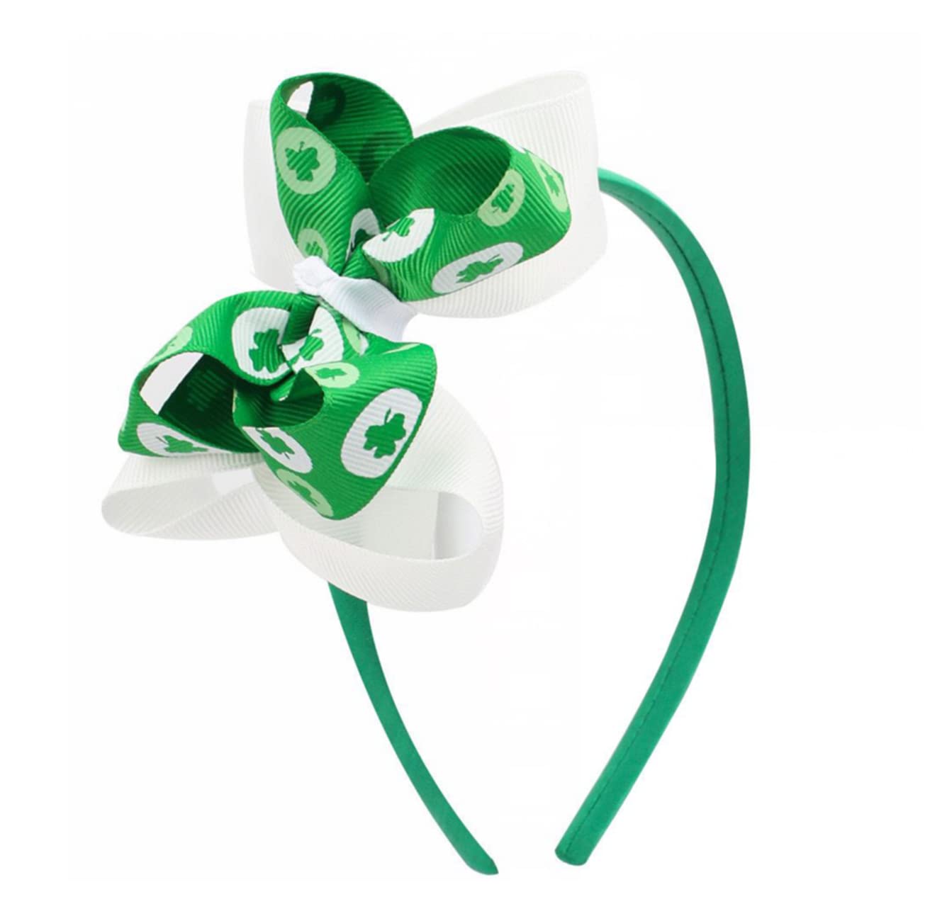 4Pcs St. Patrick's Day Hair Clips/Headbands Handmad Irish Green Shamrock HairBand Lucky Shamrock Hair Clips Costume Hair Accessory for Women, Girls (LLucky Headbands)