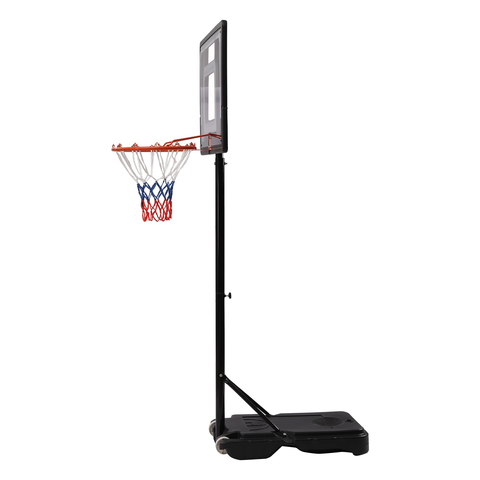 5.6~7ft Height Adjustable Portable Basketball System, Adjustable Basketball Hoop Portable Backboard System, 31.5 Inch Backboard, w/ 2 Wheels, Fillable Base (White)