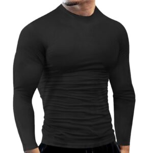 men's compression shirts long sleeve athletic workout muscle tops gym undershirts running cool dry baselayers t-shirts(black,x-large)