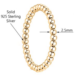 Savlano 925 Sterling Silver Ball Stackable Ring Band - 18K Gold Plated Ring for Women - Made in Italy Comes Gift Box (5Y)