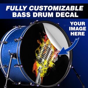 Custom Bass Drum Decal for Drum Head - Your Logo, Drum Stickers and Decals, Custom Decals, Drum Kit Wrap Skin, Easy Apply & Remove for DIY or Professional Bands, Made in USA