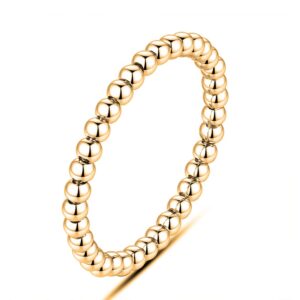 savlano 925 sterling silver ball stackable ring band - 18k gold plated ring for women - made in italy comes gift box (5y)