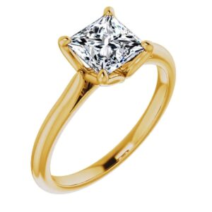 Sparkx Diamond 1 CT Princess Cut Colorless Moissanite 4 Claw Tulip Prong Engagement Ring, Handmade 10K 14K 18K Solid Yellow Gold & 925 Sterling Silver Wedding Anniversary Promise Ring Gift