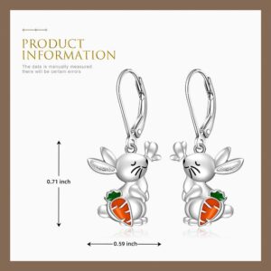 Bunny Earrings for Women Easter Bunny Earrings Carrot Dangle Drop Sterling Silver Animal Bunny Rabbit Holiday Easter Jewelry Gifts