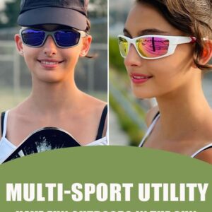 Myiaur Polarized Sports Sunglasses for Women Men UV Protection Mirrored Lens Sturdy Stylish Wrap Around Shades M8140