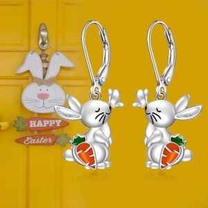 Bunny Earrings for Women Easter Bunny Earrings Carrot Dangle Drop Sterling Silver Animal Bunny Rabbit Holiday Easter Jewelry Gifts