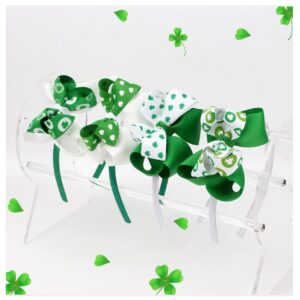 4pcs st. patrick's day hair clips/headbands handmad irish green shamrock hairband lucky shamrock hair clips costume hair accessory for women, girls (llucky headbands)