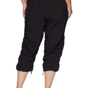 RBX Women's Plus Size Lightweight Woven Drawstring Capri Pant Jet Black 3X