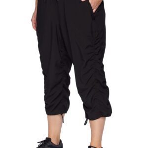 RBX Women's Plus Size Lightweight Woven Drawstring Capri Pant Jet Black 2X