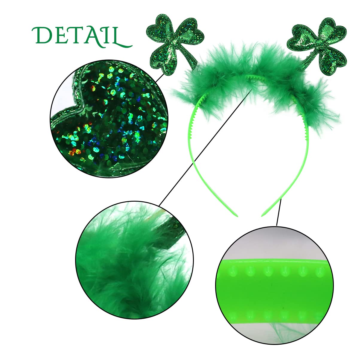 Totelux St. Patrick's Day Headband Green Clover Hair Band Women Girls Hair Headdress Festive Costume Accessories Decoration Parade Party Supplies