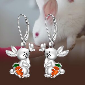 Bunny Earrings for Women Easter Bunny Earrings Carrot Dangle Drop Sterling Silver Animal Bunny Rabbit Holiday Easter Jewelry Gifts