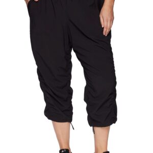 RBX Women's Plus Size Lightweight Woven Drawstring Capri Pant Jet Black 2X