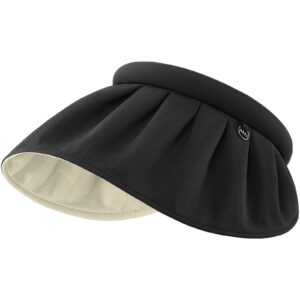 beneunder upf 50+ sun visor hat - wide brim uv protection for tennis golf beach (black)