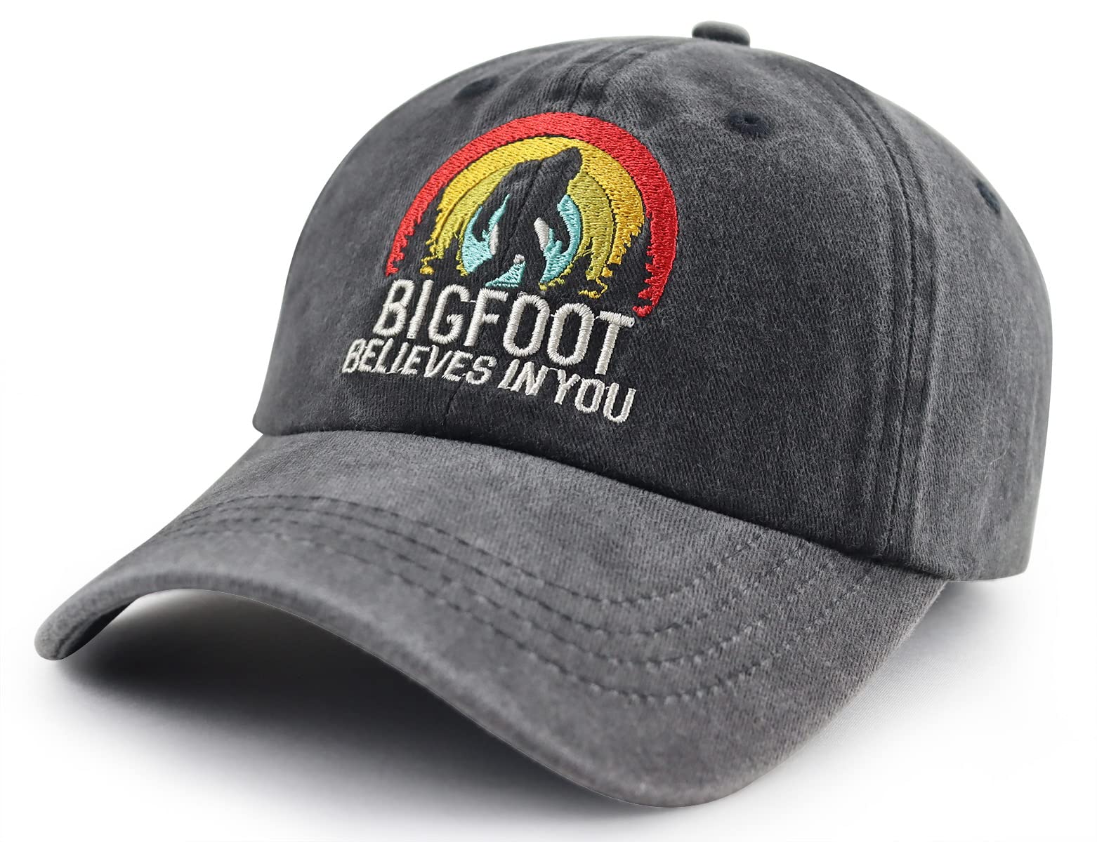 Sasquatch Gifts for Men Women, Funny Forest Bigfoot Believes in You Hat, Adjustable Washed Cotton Embroidered Wild Big Foot Baseball Cap, Birthday Gift for Sasquatch Lovers Outdoor Camping Hunting