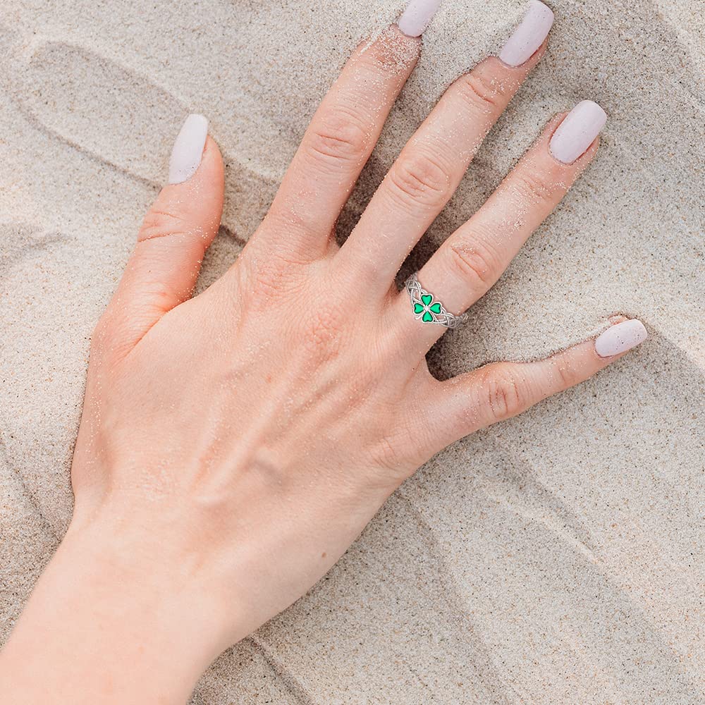 Shamrock Ring St Patrick's Day Shamrock Rings for Women Clover 925 Sterling Silver Celtic Ring Four Leaf Clover Irish Gifts Size 9