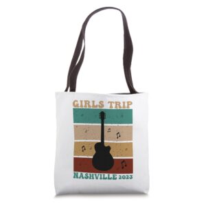 Guitar Retro Vintage Girls Trip Nashville 2023 Girls Camping Tote Bag