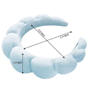 HAMYUTA 3Pcs Spa Headbands for Women Girls Puffy Sponge Skincare Headband for Washing Face Hair Wash Big Croissant Headband Skin Care Headbands for Facial Makeup, Shower, Facial Mask, Yoga (Velet)