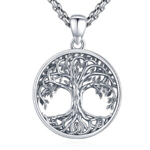 loove sterling silver tree of life pendant for women vintage tree of life necklace round family tree pendant