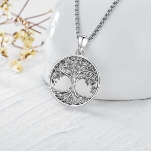 LOOVE Sterling Silver Tree of Life Pendant for Women Vintage Tree of Life Necklace Round Family Tree Pendant