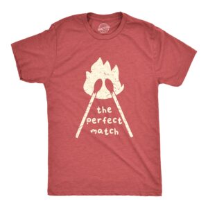 Mens The Perfect Match T Shirt Funny Valentines Day T Shirts for Men Mens Funny T Shirts Love T Shirt for Men Funny Sarcastic T Shirt Novelty Tees for Men Red - XL