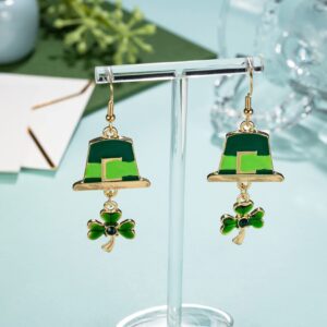 ST Patricks Day Lucky Charm Blessed Hat Clover earrings Saint Patrick's gift