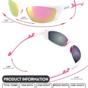 Myiaur Polarized Sports Sunglasses for Women Men UV Protection Mirrored Lens Sturdy Stylish Wrap Around Shades M8140