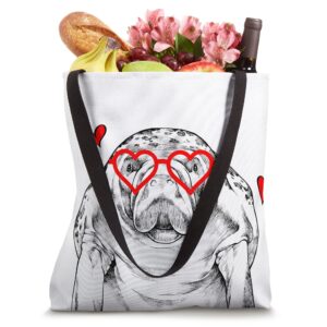 Manatee with Heart Glasses Valentines Day Sea Life Lover Tote Bag