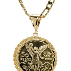 50 Pesos and Mexican Eagle Centenario with 26" Necklace (24K Gold Plated)