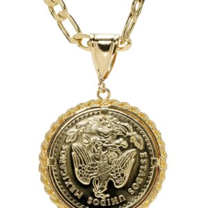 50 Pesos and Mexican Eagle Centenario with 26" Necklace (24K Gold Plated)