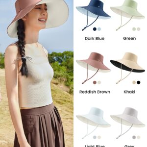 BENEUNDER Wide Brim Floppy Hats Reversible Bucket Hat UPF 50+ Beach Sun Hat Khaki/Black