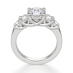 Riya Gems 5 Carat Round Diamond Moissanite Engagement Ring Wedding Ring Eternity Band Vintage Solitaire Halo Hidden Prong Setting Silver Jewelry Anniversary Promise Ring Gift (8.5)