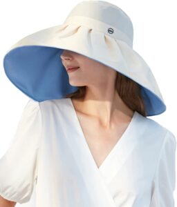 beneunder large brim floppy sun hats for women summer beach sun hat foldable upf 50+ (ivory)