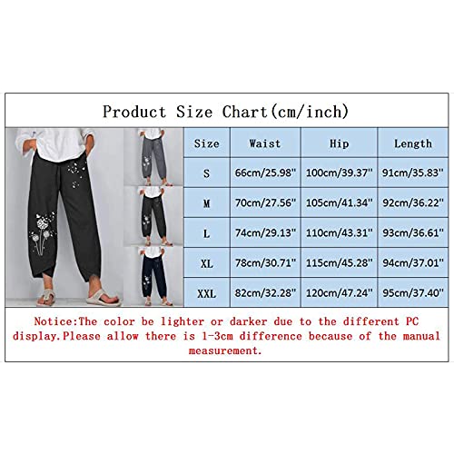 Mackneog Casual Capri Pants Wide Leg Wide Leg Loose Fitting Capri for Women Casual Summer Casual Linen Capris Cropped Cotton Black