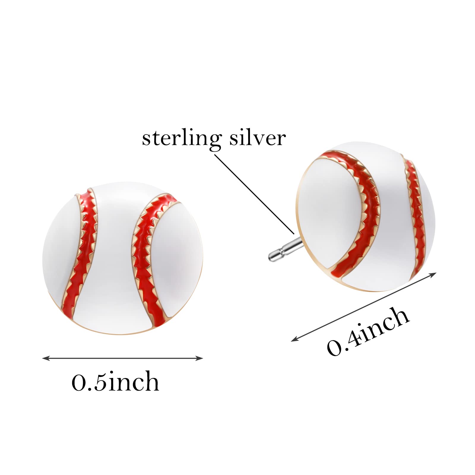 SmileBelle Baseball Earrings for Women, Sterling Silver Baseball Stud Earrings for Baseball Mom Hypoallergenic Sports Earrings for Sport Fans Baseball Party Jewelry or Birthday Gifts