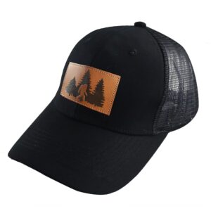 oascuver bigfoot gifts for men women, bigfoot mesh trucker hat, leather sasquatch snapback baseball cap, embroidered wild big foot decorations for outdoor exploration, hunting, hiking, camping