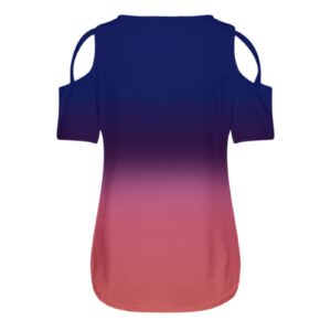 Womens Plus Size Tops T-Shirt Summer Shoulder Cold Women Strappy Short Blouses Gradient Sleeve Tops Women's Blouse Purple