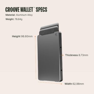 Groove Life Groove Wallet Gun Metal with Money Clip Men's Minimalist Low Profile Aluminum Credit Card Holder with Magnetic Thumb Swipe, RFID Blocking, Lifetime Coverage