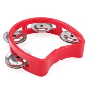 SENJEOK 20 Pack Plastic Percussion Tambourine, 4 Inch Half Moon Musical Tambourines with 4 Bells, Mini Handheld Tambourine for Family, School