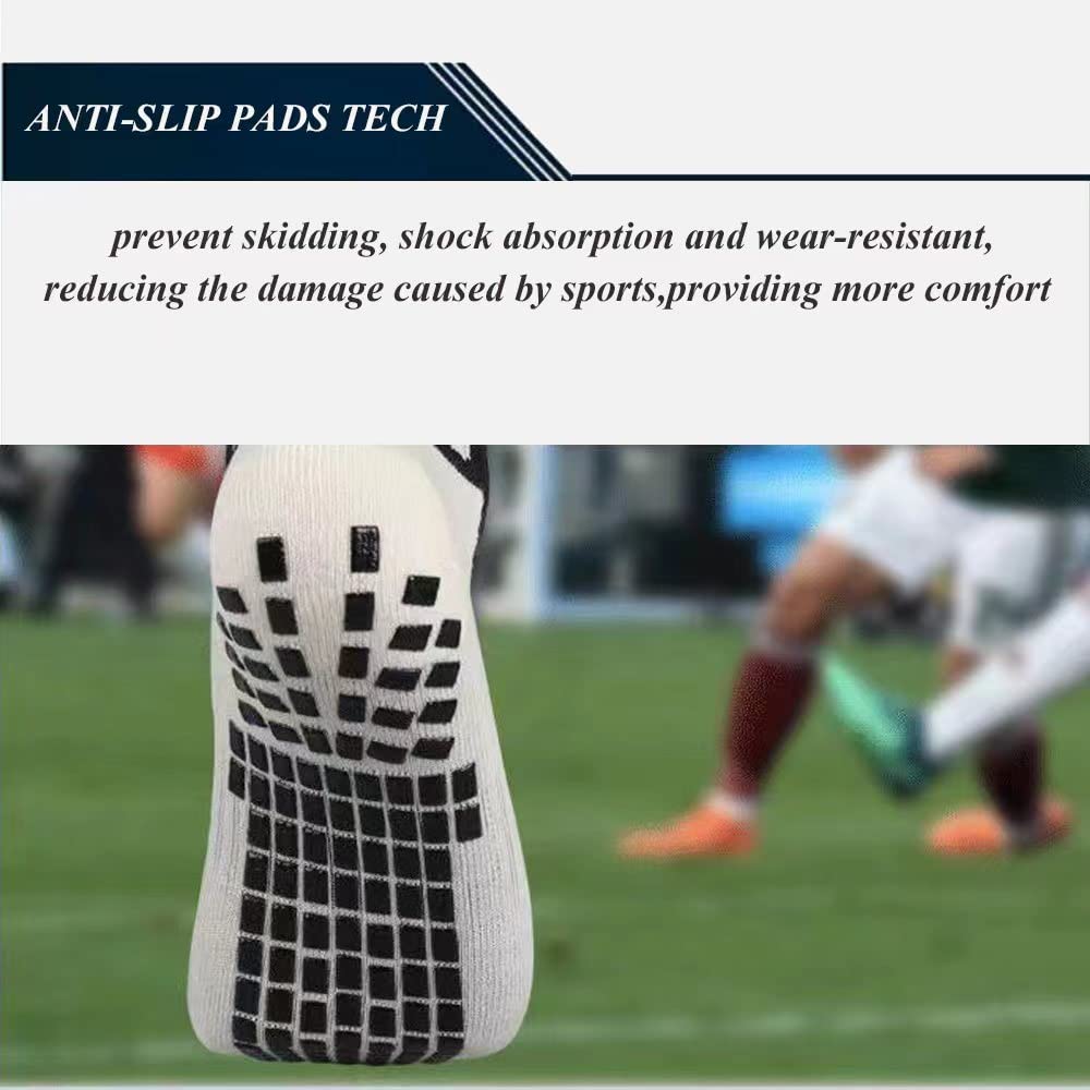 Men's Soccer Non Skid Ball Socks Anti Slip Grip Non Slip Socks, Shin Guard sleeves, Guard Straps for Football