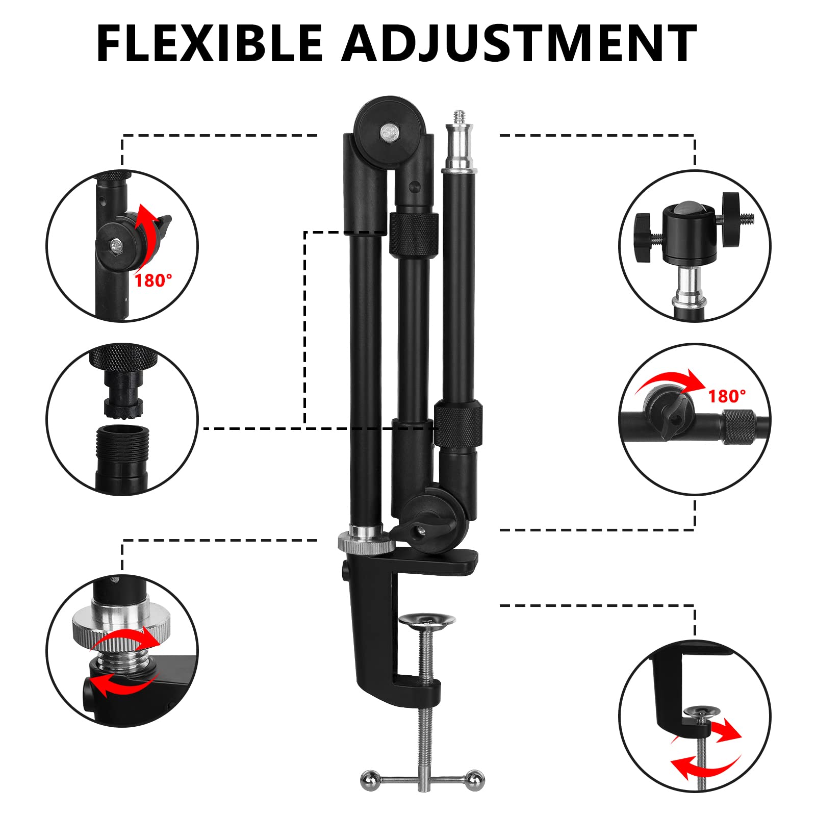 Geekria for Creators Microphone Arm Compatible with Elgato Wave Neo, Wave:1, Wave:3 Mic Boom Arm Mount Adapter, Suspension Stand, Mic Scissor Arm, Desk Mount Holder